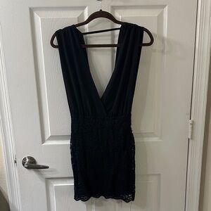 bebe Black Backless Lace Dress